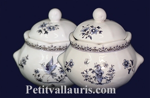 SUGAR BOWL STYLE MODEL BLUE OLD MOUSTIERS DECORATION