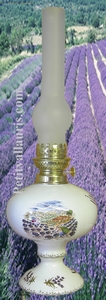 LAMPE BEC A PETROLE DECOR PAYSAGE PROVENCAL CHAMPS LAVANDE