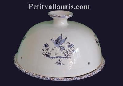 CERAMIC CHEESE-BELL WITH PLATE BLUE MOUSTIERS TRADITION