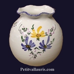 ROUND VASE BIG SIZE MODEL BLUE AND YELLOW FLOWERS 