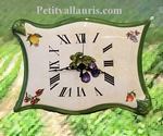 FAIENCE WALL CLOCK PARCHMENT MODEL FRUITS PAINT YELLOW COLOR 