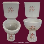 PORCELAIN TOILET-WC PINK FLOWERS HAND MADE DECORATION 
