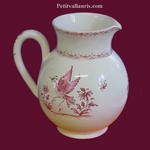 WATER JUG 1 LITER APPROXIMATELY PINK OLD MOUSTIERS DECOR 