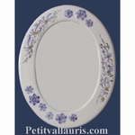 OVAL MIRROR BLUE FLOWERS DECOR AND RELIEF MARGUERITE 