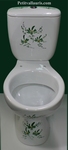 PORCELAIN TOILET-WC GREEN FLOWERS HAND MADE DECORATION 