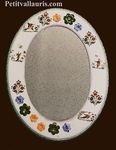 EARTHENWARE MIRROR OVAL FORM POLYCHROME DECORATION 